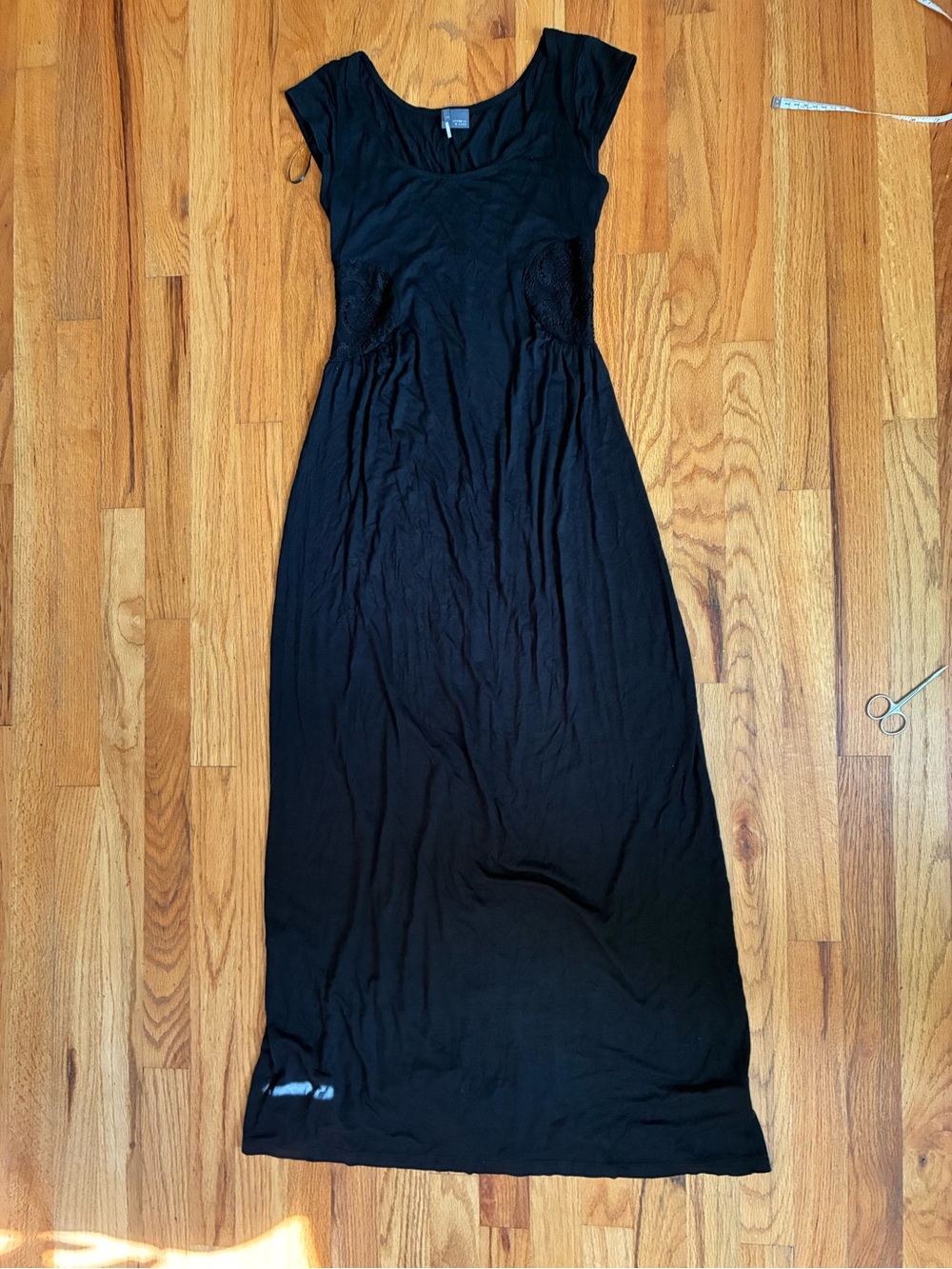 Sparkle & Fade Black Maxi Dress with Lace Side Panels